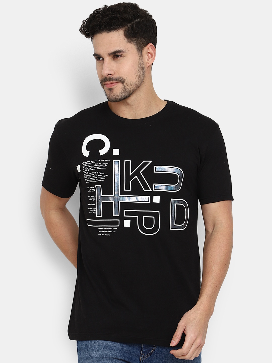 

V-Mart Colourblocked Slim Fit T-shirt, Black