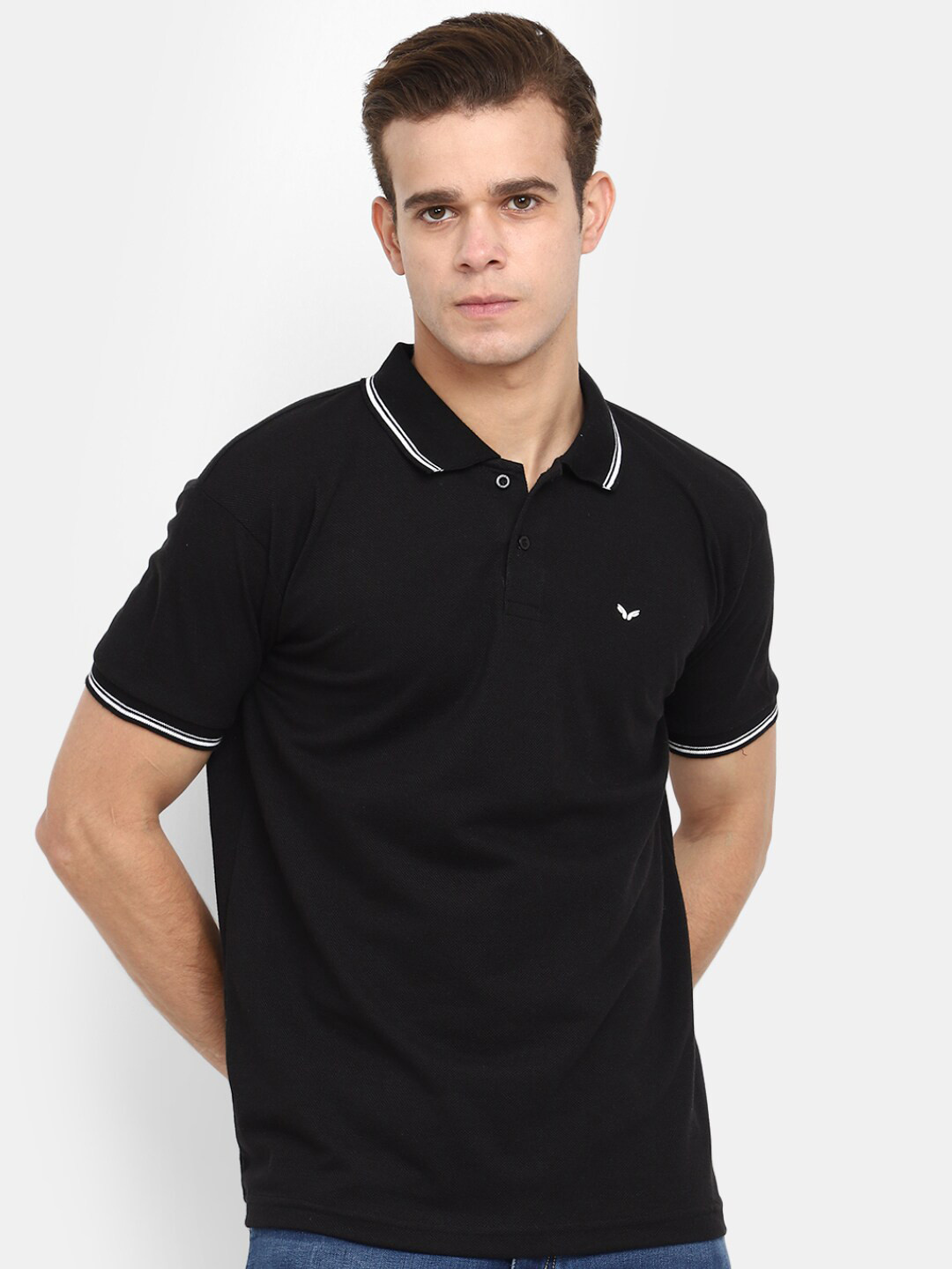 

V-Mart Polo Collar T-shirt, Black