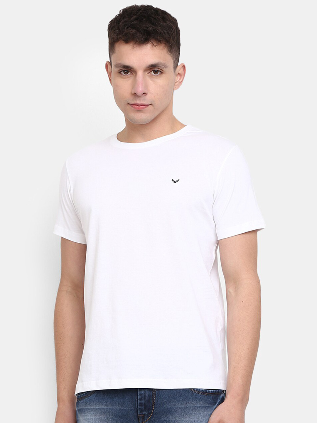 

V-Mart Round Neck Cotton Slim Fit T-shirt, White