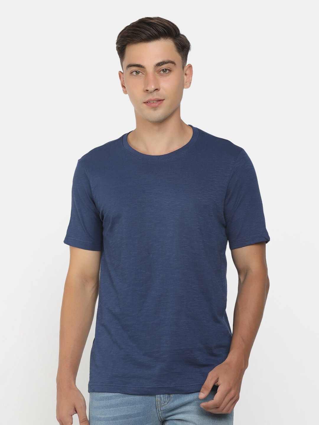 

V-Mart Round Neck short Sleeves Cotton T-shirt, Blue