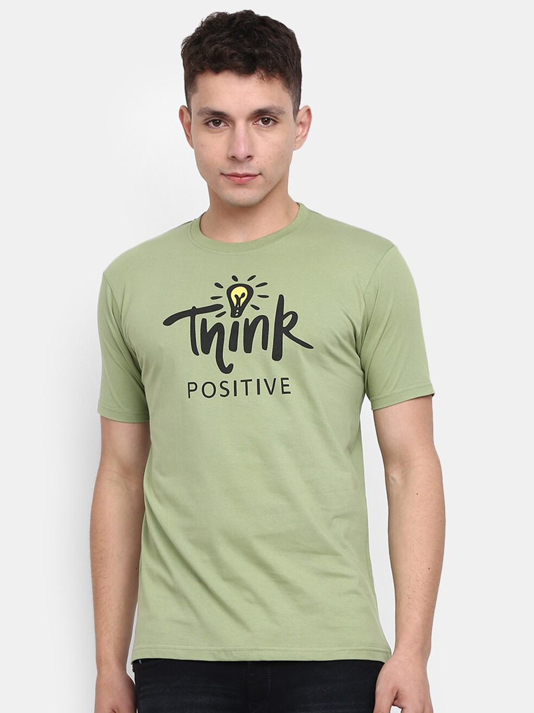 

V-Mart Typography Printed Cotton Slim Fit T-shirt, Sea green