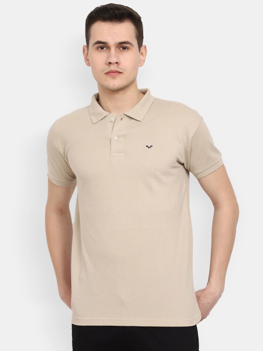 

V-Mart Pique Polo Collar Half Sleeve Cotton T-shirt, Beige