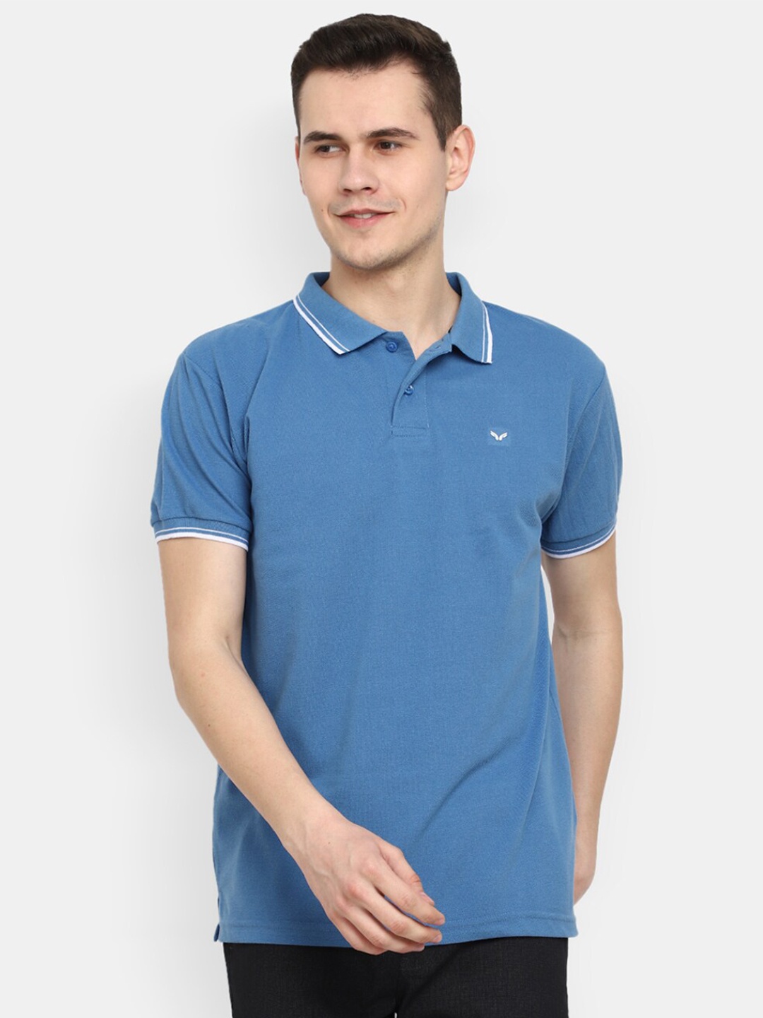 

V-Mart Polo Collar Short Sleeves Cotton T-shirt, Blue