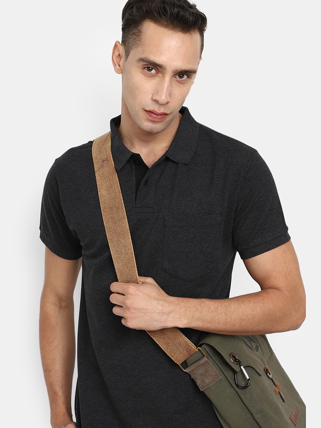 

V-Mart Pique Polo Collar Half Sleeve Cotton T-shirt, Grey