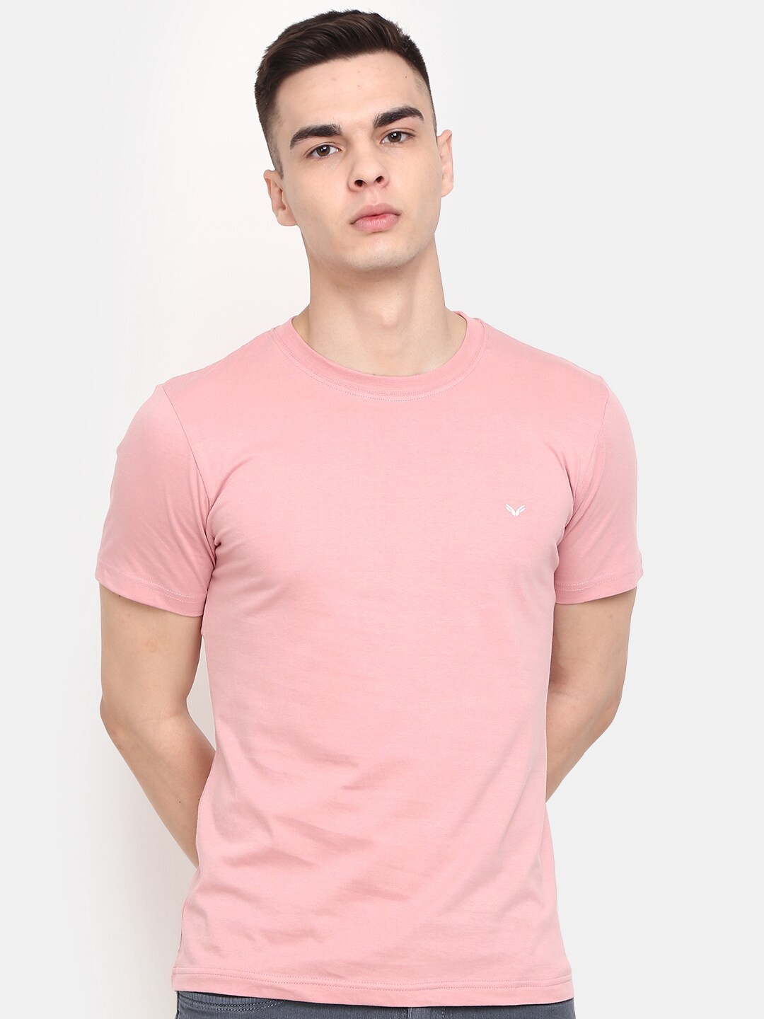 

V-Mart Round Neck Cotton Slim Fit T-Shirt, Pink