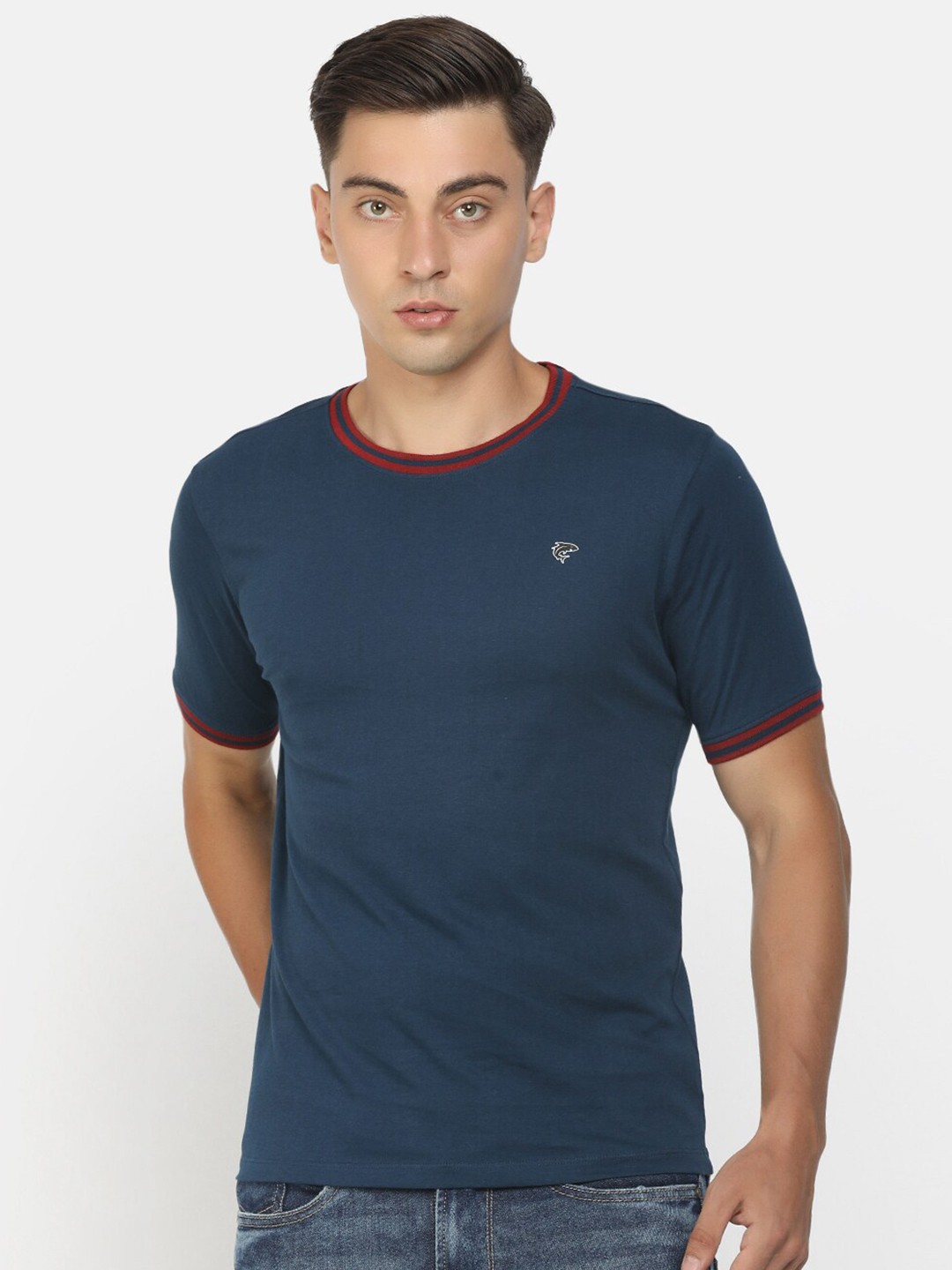 

V-Mart Crew Neck Cotton Casual T-Shirt, Blue