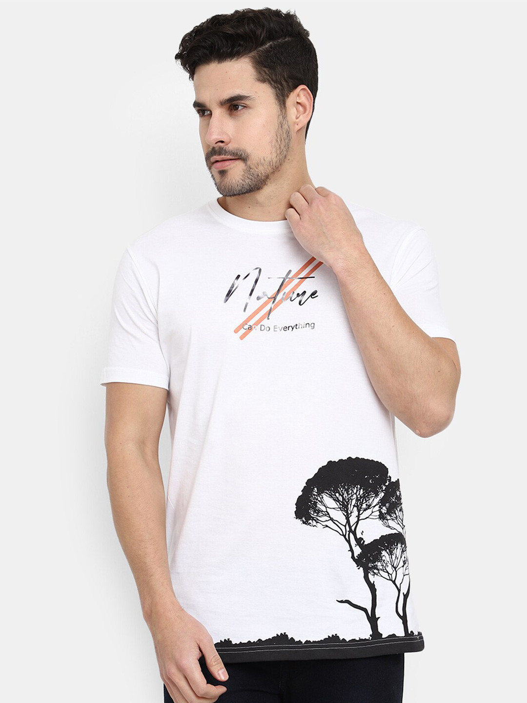 

V-Mart Graphic Printed Slim Fit Casual T-Shirt, White