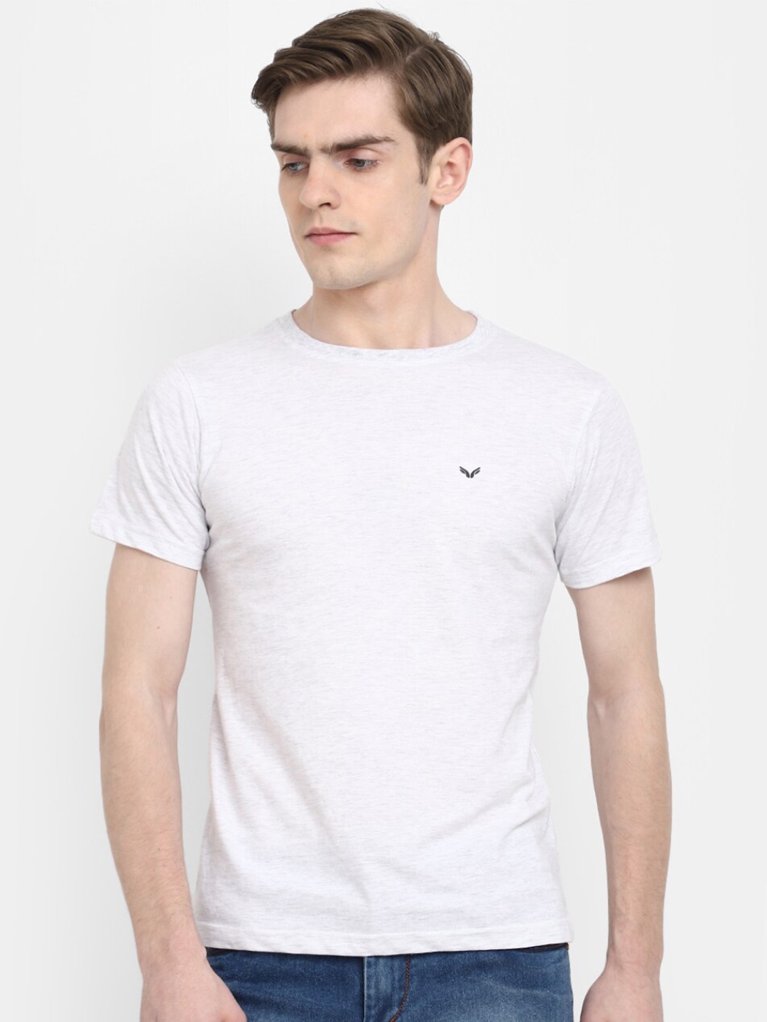 

V-Mart Round Neck Cotton Slim Fit Casual T-Shirt, White