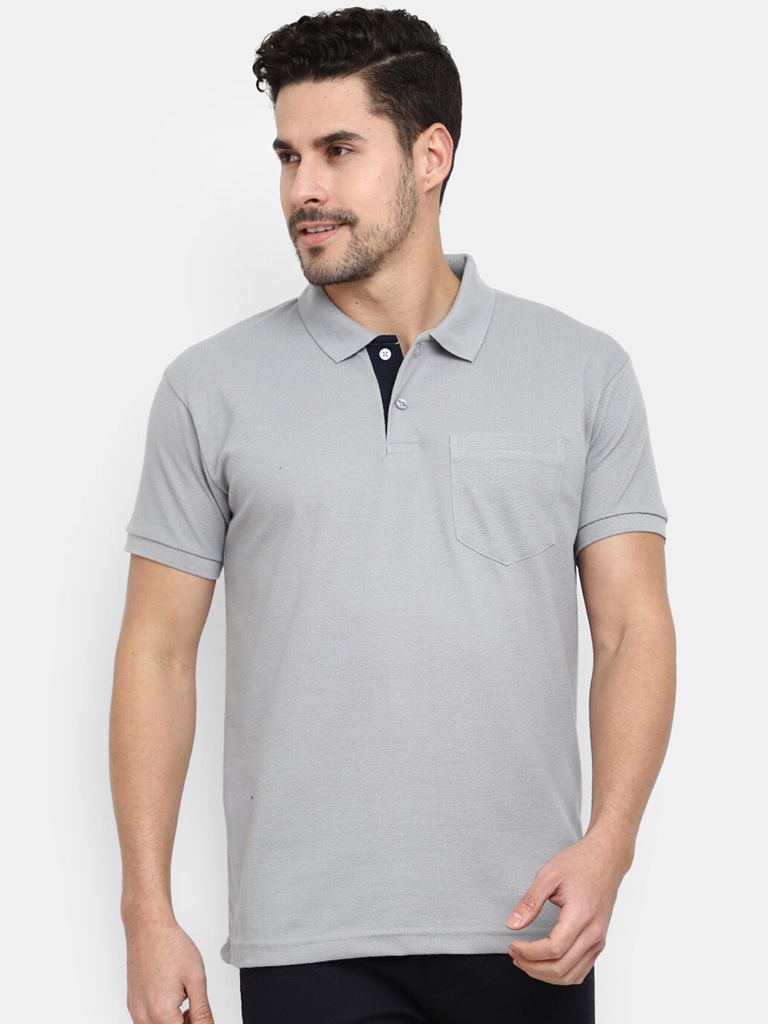 

V-Mart Polo Collar Cotton Casual T-Shirt, Grey