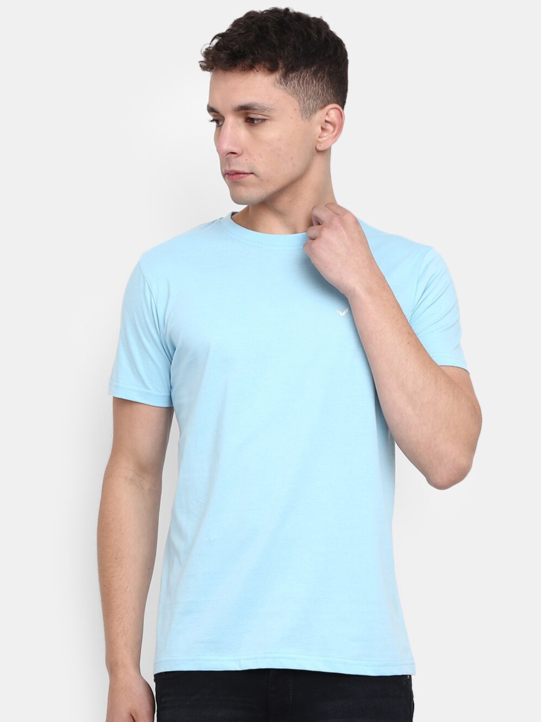 

V-Mart Round Neck Cotton Slim Fit Casual T-Shirt, Blue