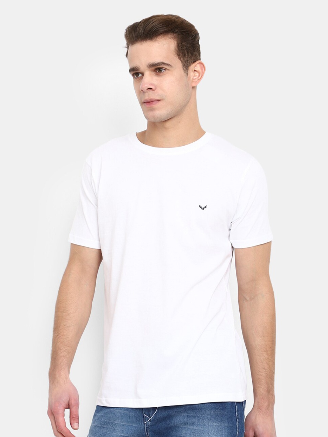 

V-Mart Round Neck Cotton Slim Fit T-shirt, White