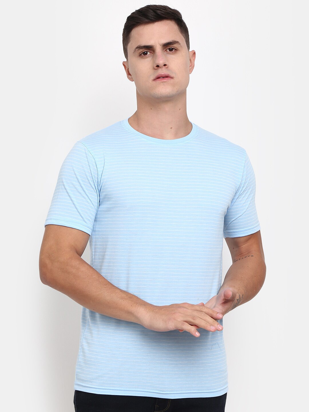 

V-Mart Round Neck Slim Fit Casual T-Shirt, Blue