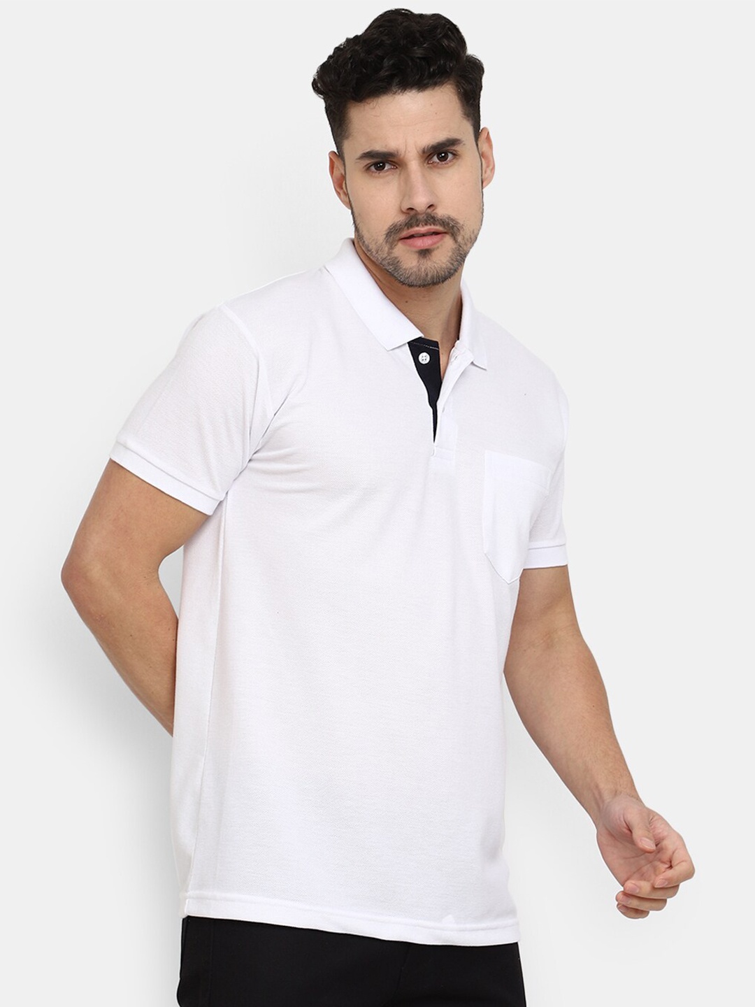 

V-Mart Polo Collar Short Sleeves Casual T-Shirt, White