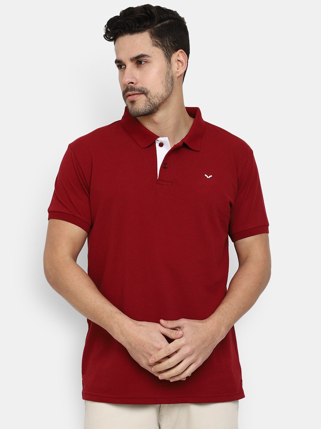 

V-Mart Polo Collar Short Sleeves Casual T-Shirt, Red