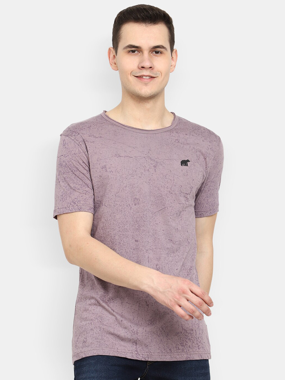 

V-Mart Abstract Printed Round Neck Slim Fit T-shirt, Purple