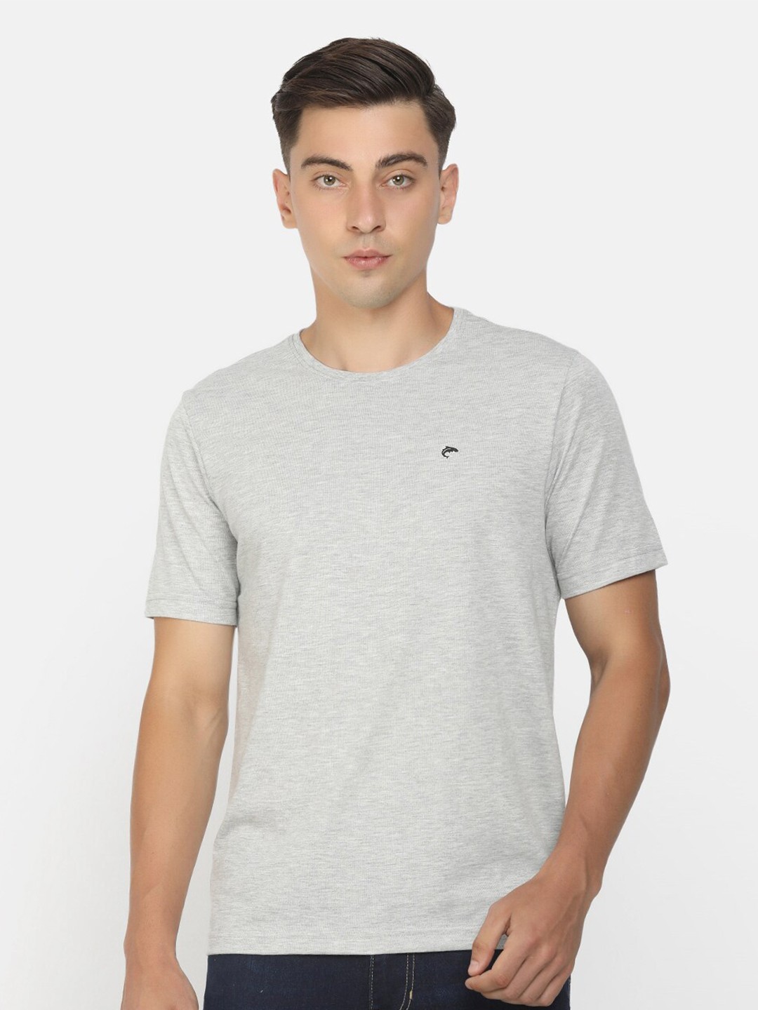 

V-Mart Round Neck Cotton Casual T-Shirt, Grey