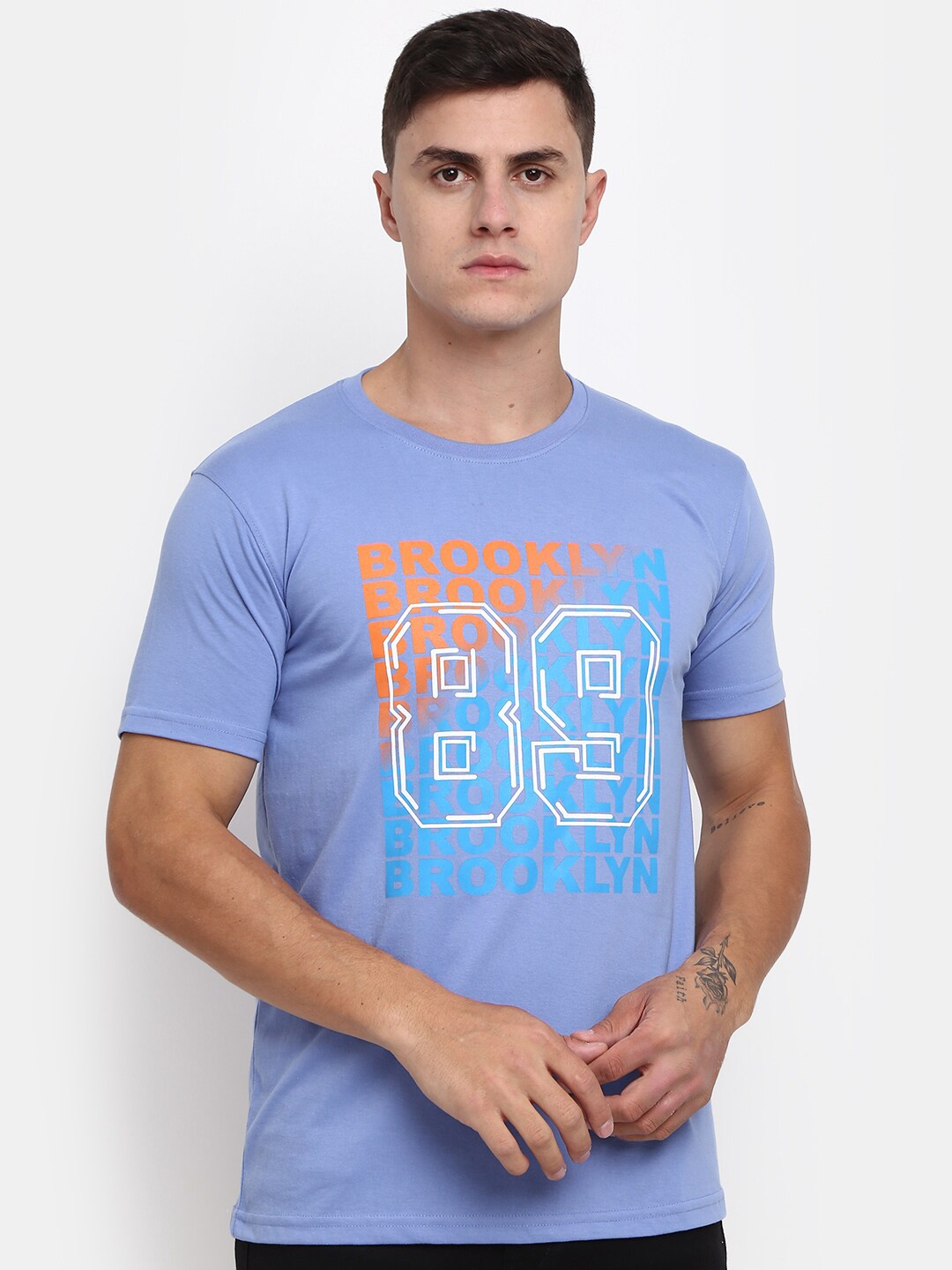 

V-Mart Typography Printed Cotton T-shirt, Purple