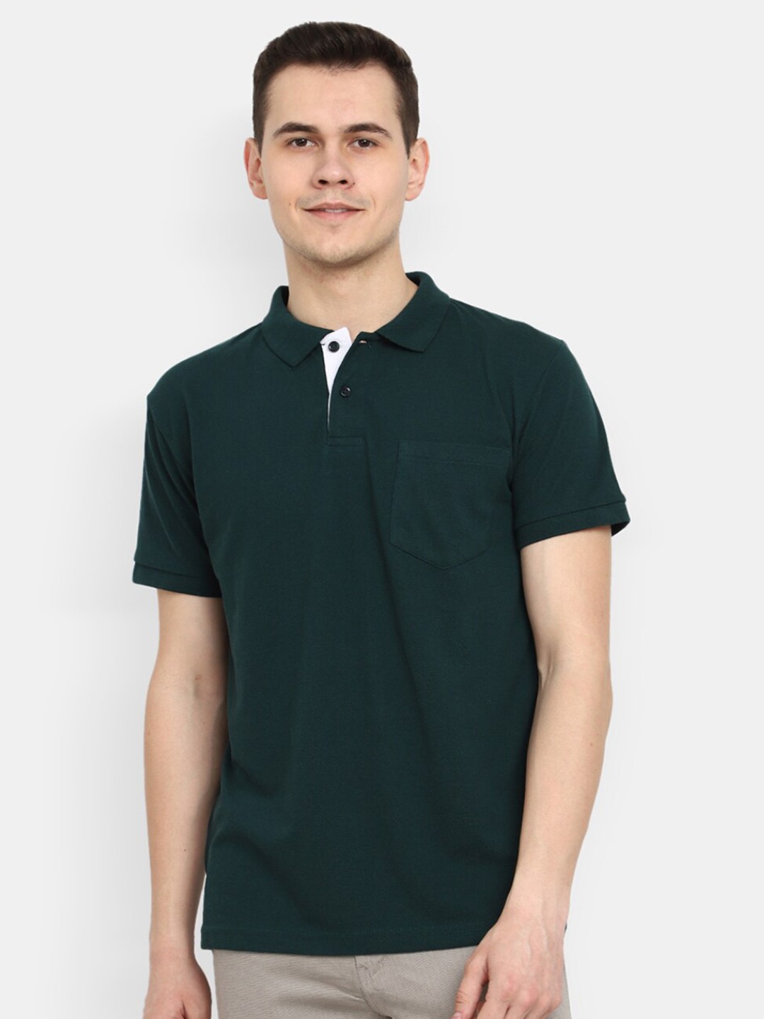 

V-Mart Men Polo Collar Cotton T-shirt, Teal