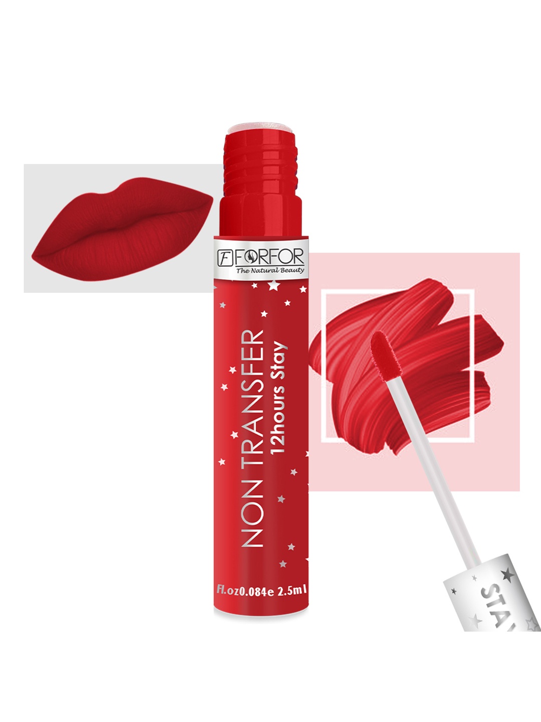 

FORFOR Stay Matte Waterproof Non Transfer Liquid Lipstick 2.5ml - Tangerine Red 101