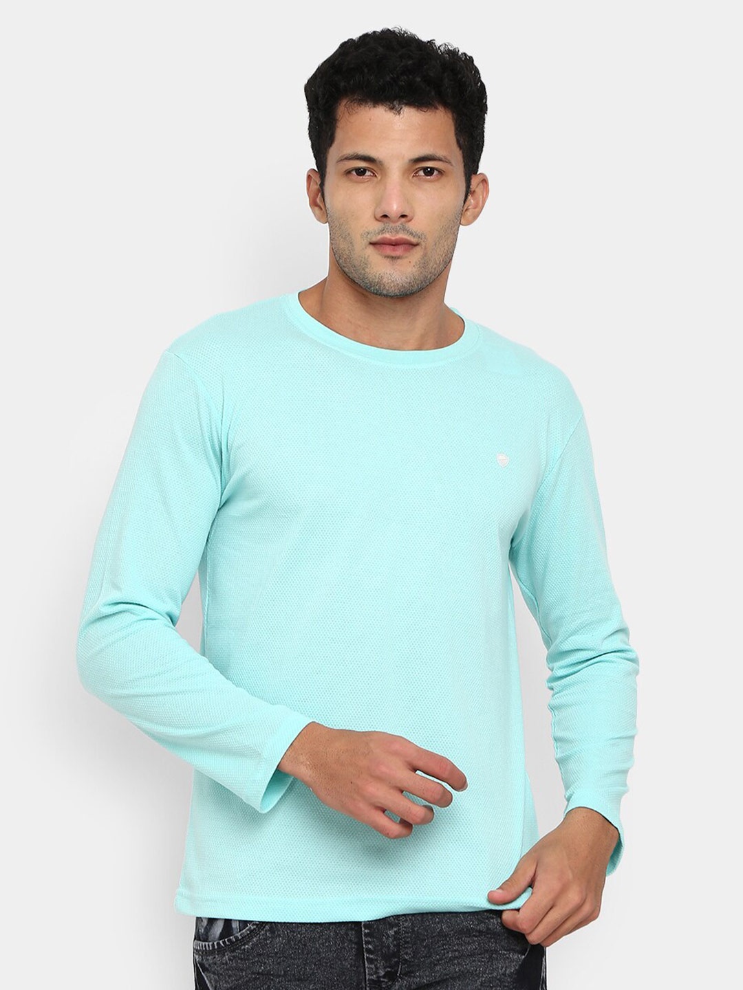 

V-Mart Round Neck Long Sleeves Slim Fit T-Shirt, Blue