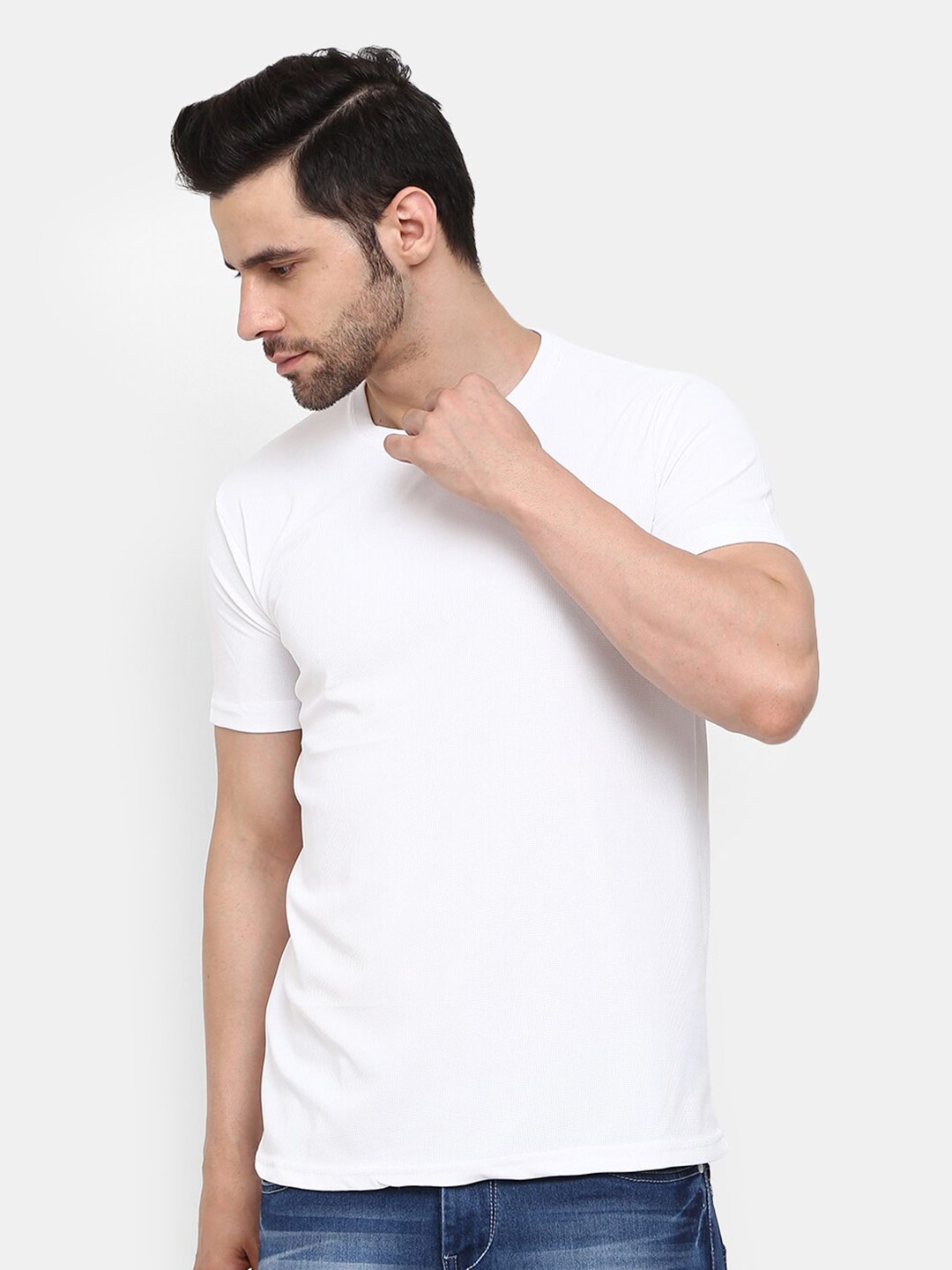 

V-Mart Round Neck Slim Fit Casual T-Shirt, White