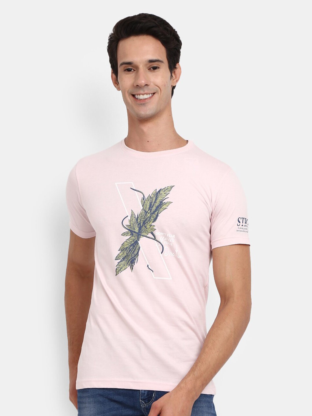 

V-Mart Graphic Printed Slim Fit Cotton T-shirt, Pink