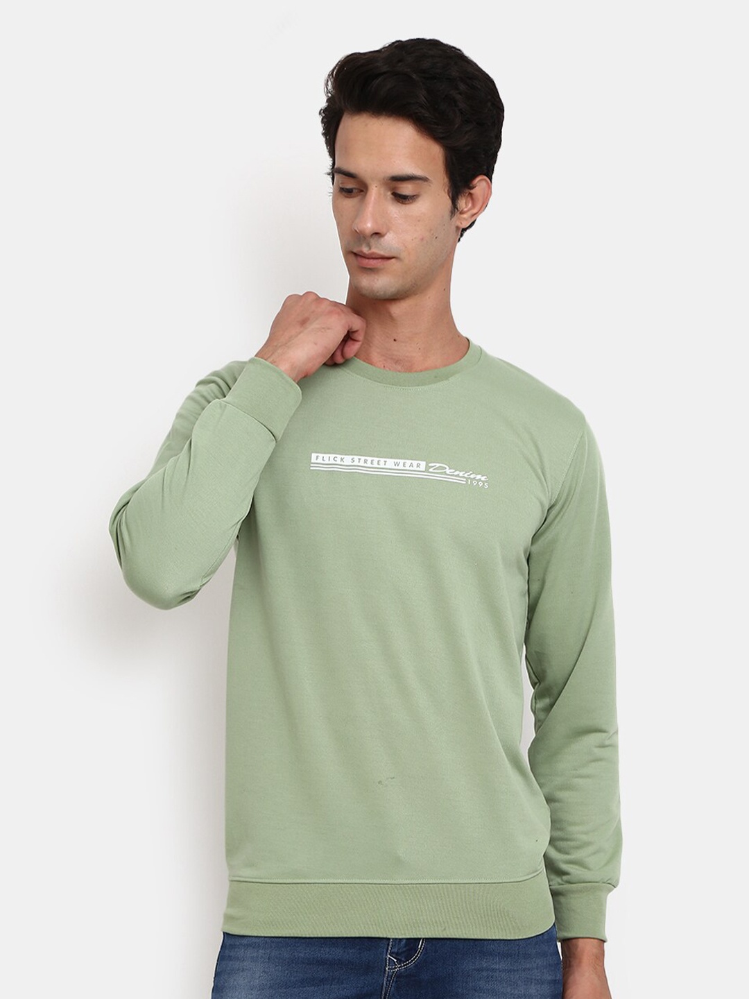 

V-Mart Round Neck Cotton Casual T-Shirt, Green