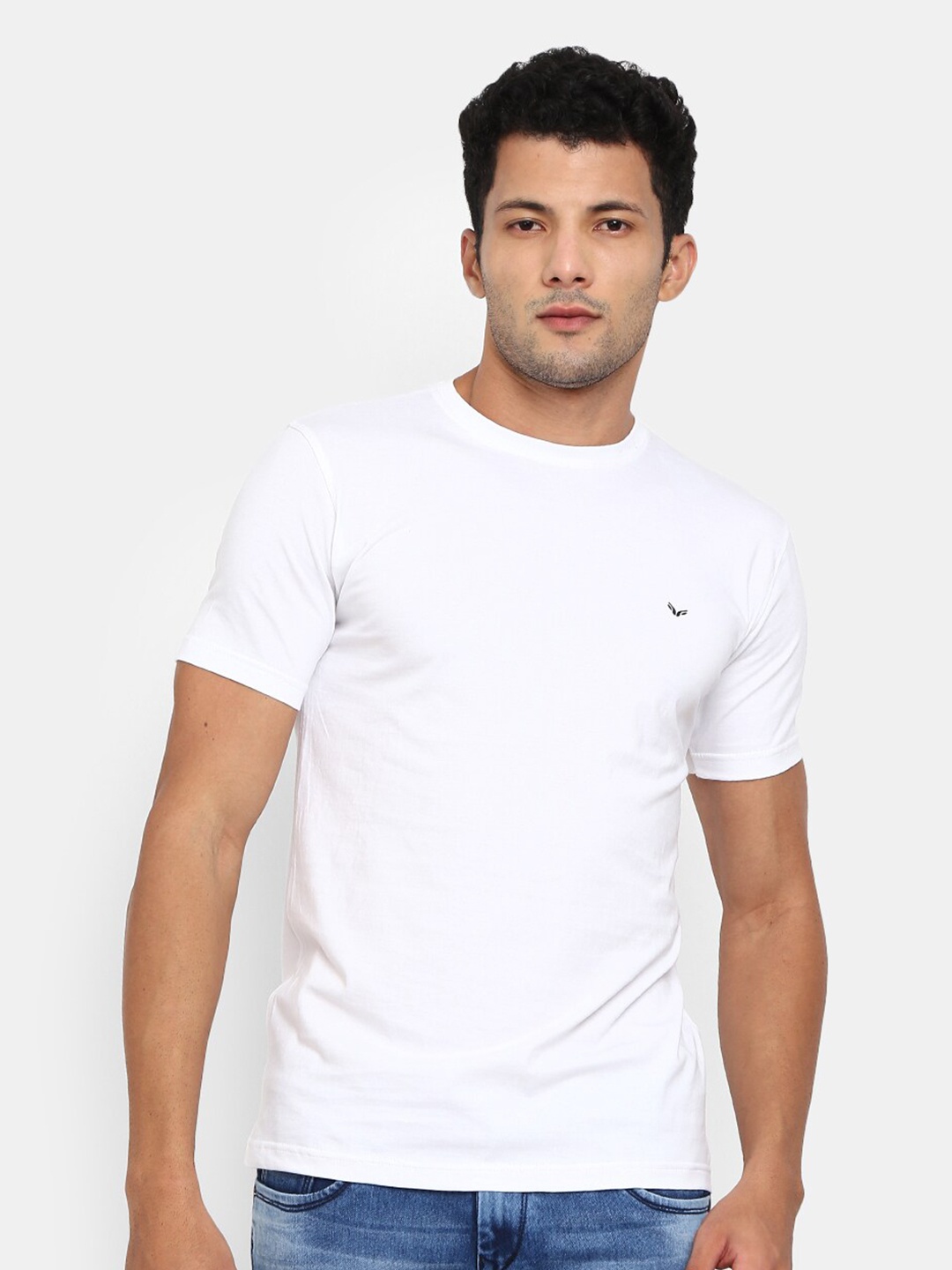 

V-Mart Round Neck Short Sleeves Cotton Slim Fit T-shirt, White