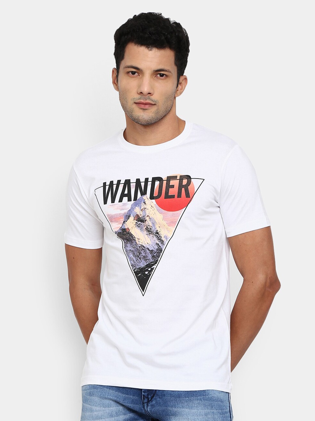 

V-Mart Graphic Printed Slim Fit Cotton T-Shirt, White
