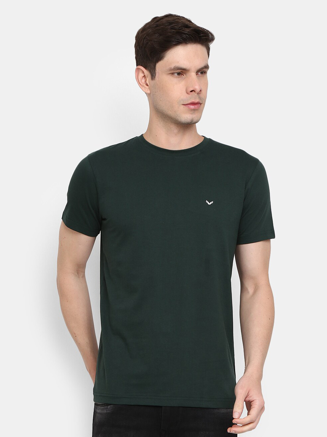 

V-Mart Round Neck Slim Fit Cotton T-shirt, Green