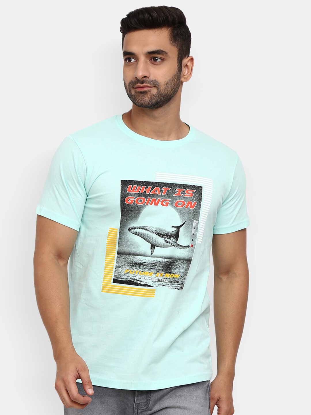 

V-Mart Graphic Printed Slim Fit T-shirt, Green
