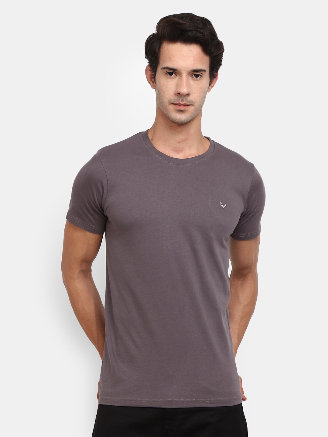 

V-Mart Round Neck Cotton Slim Fit T-shirt, Grey