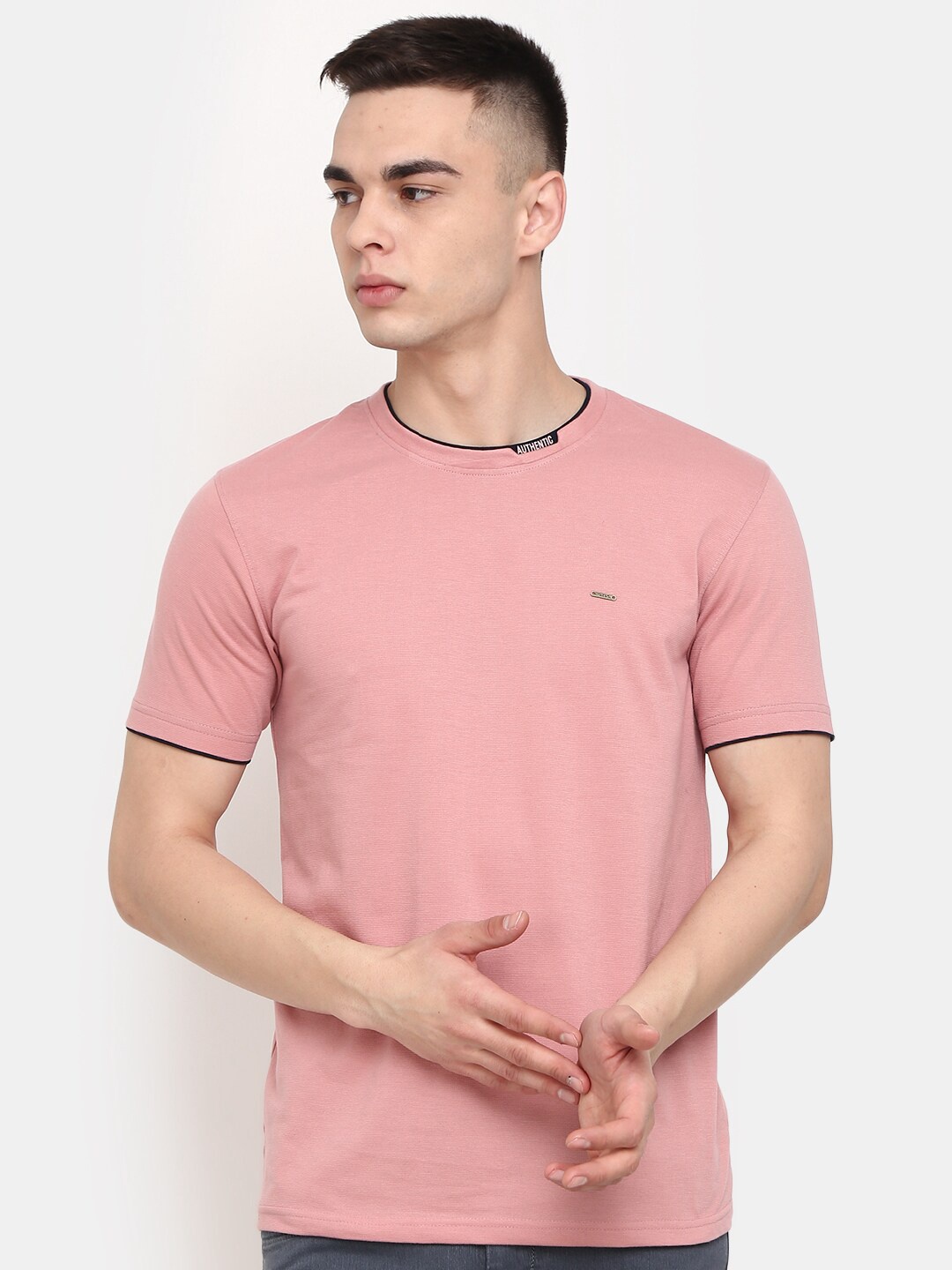 

V-Mart Round Neck Slim Fit Cotton Casual T-shirt, Pink