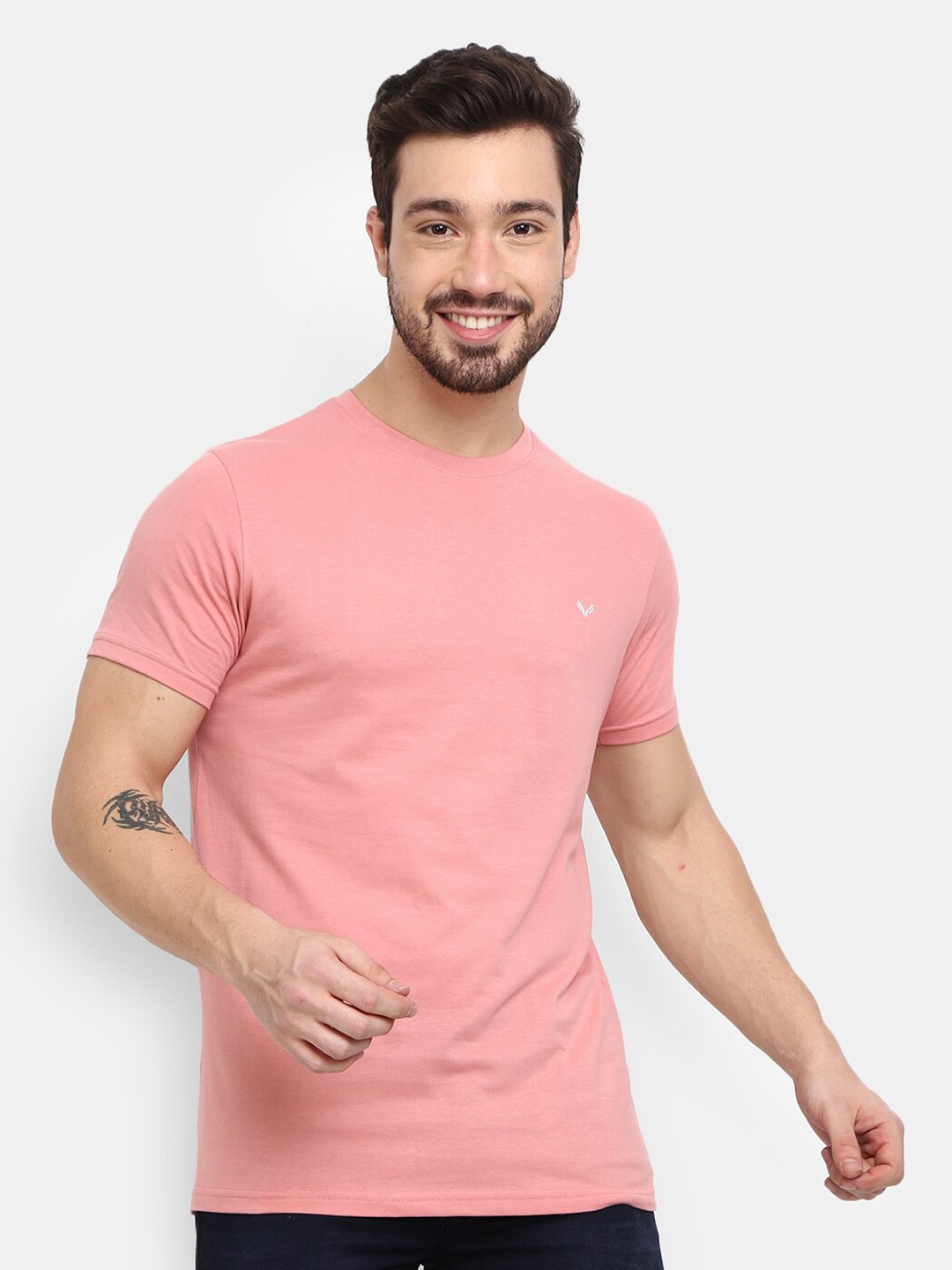 

V-Mart Round Neck Slim Fit Cotton T-shirt, Pink
