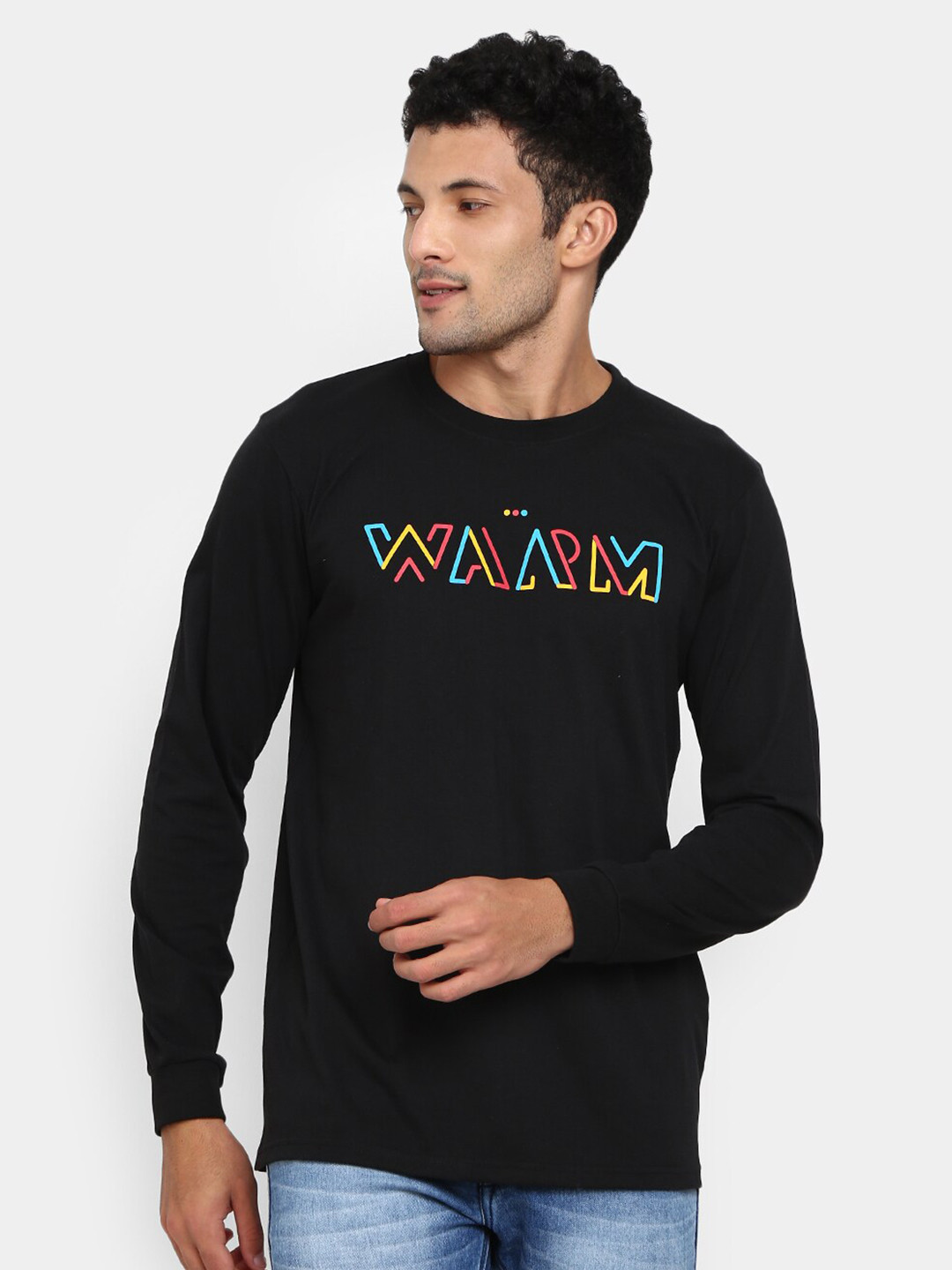 

V-Mart Typography Printed Slim Fit Cotton Casual T-Shirt, Black
