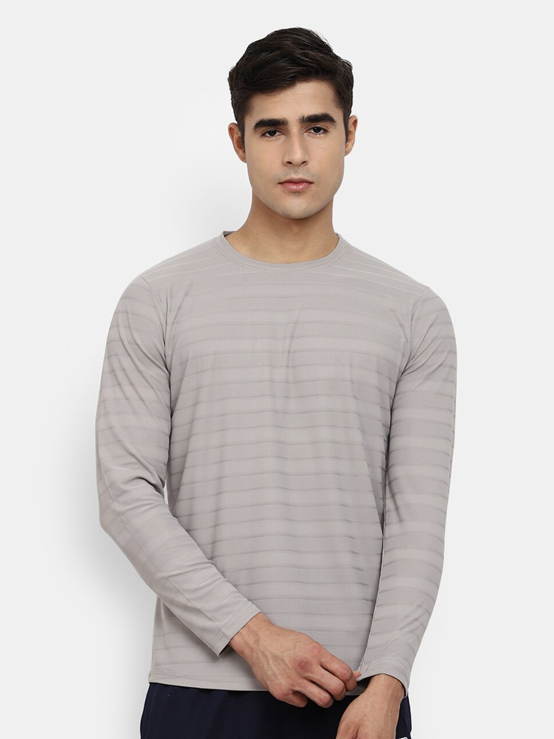 

V-Mart Striped Slim Fit T-shirt, Grey
