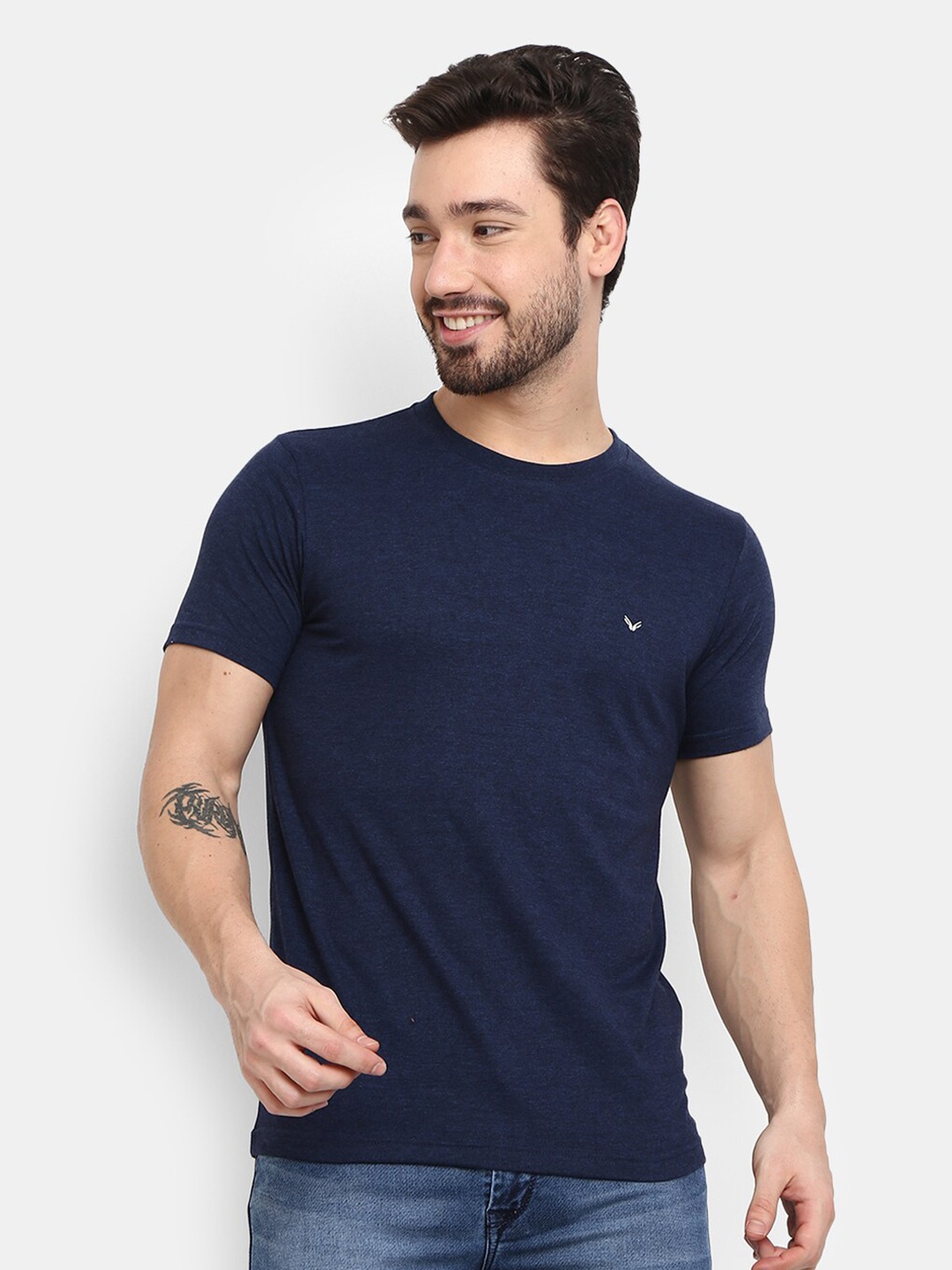 

V-Mart Round Neck Slim Fit Cotton T-shirt, Blue
