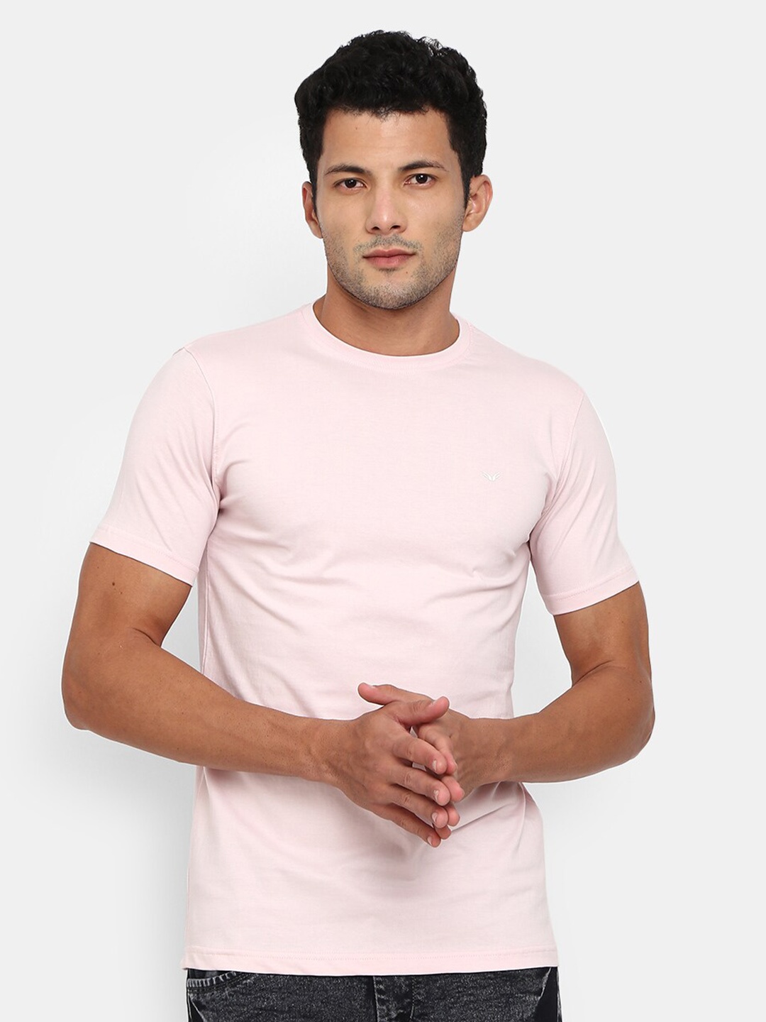 

V-Mart Round Neck Slim Fit Cotton T-shirt, Pink