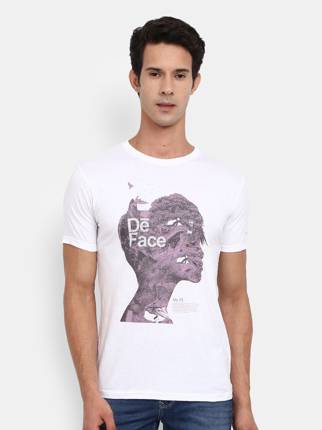 

V-Mart Graphic Printed Slim Fit Cotton T-shirt, White