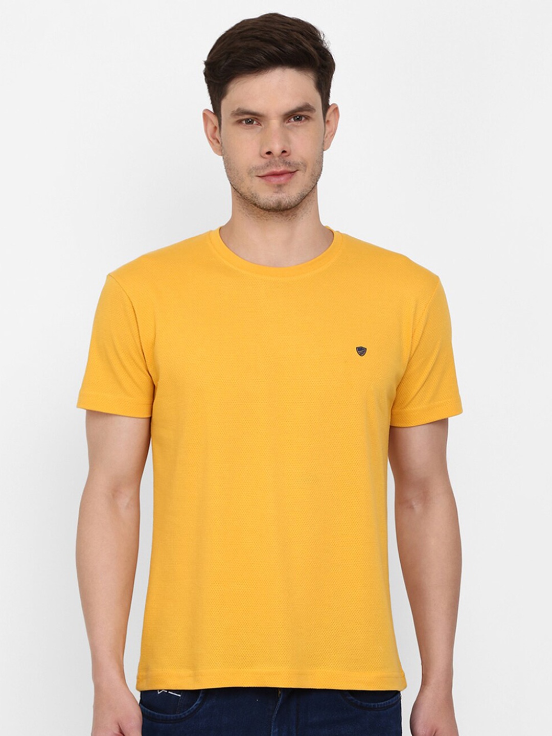 

V-Mart Round Neck Cotton Slim Fit T-shirt, Mustard