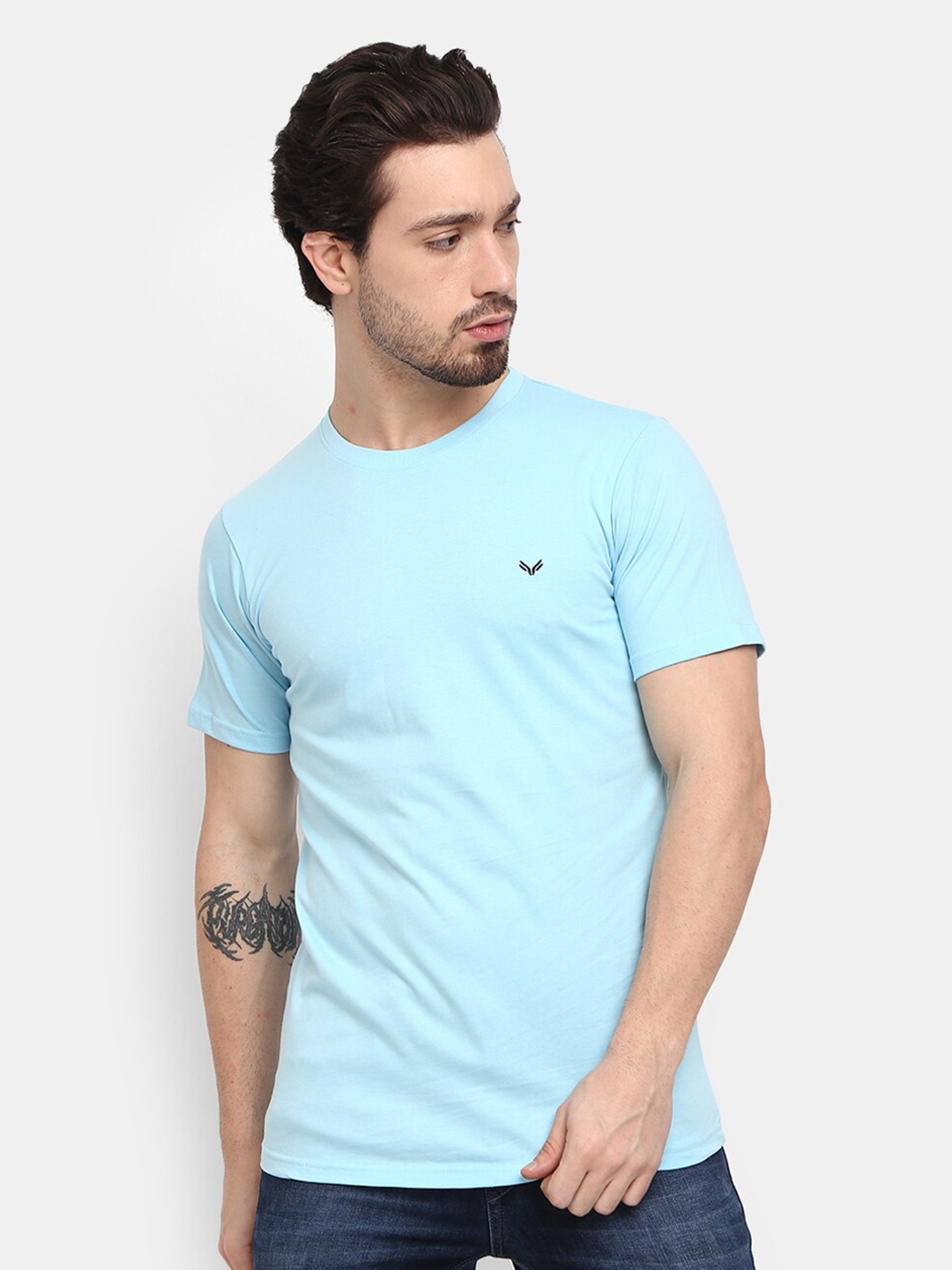 

V-Mart Round Neck Cotton Slim Fit T-shirt, Blue