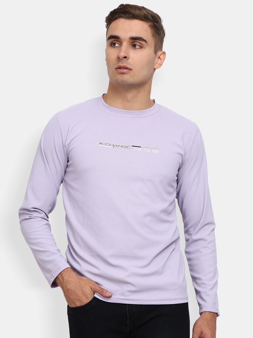 

V-Mart Round Neck Slim Fit Cotton T-shirt, Lavender