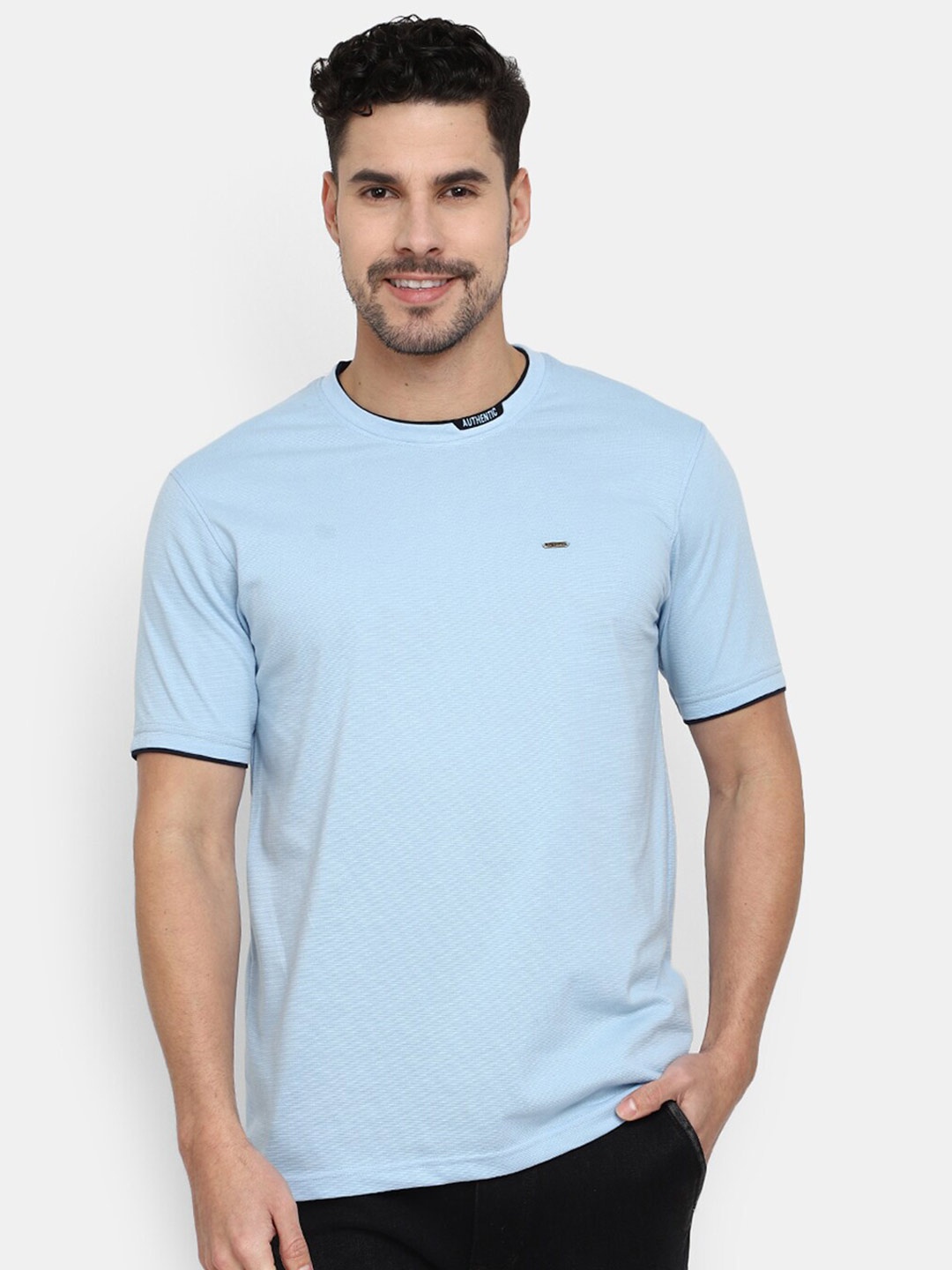 

V-Mart Round Neck Cotton Slim Fit T-shirt, Blue