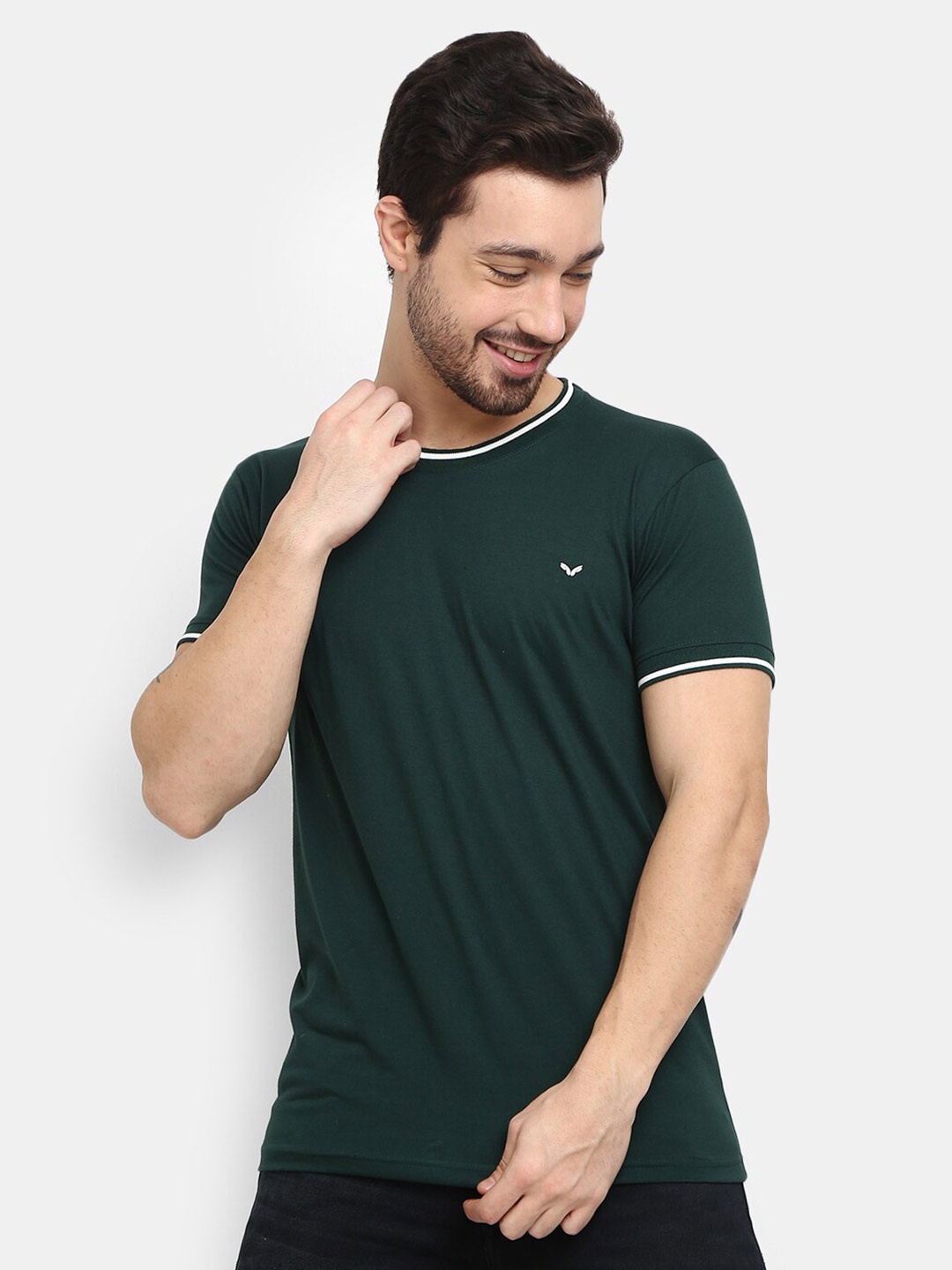 

V-Mart Round Neck Slim Fit Cotton T-shirt, Green