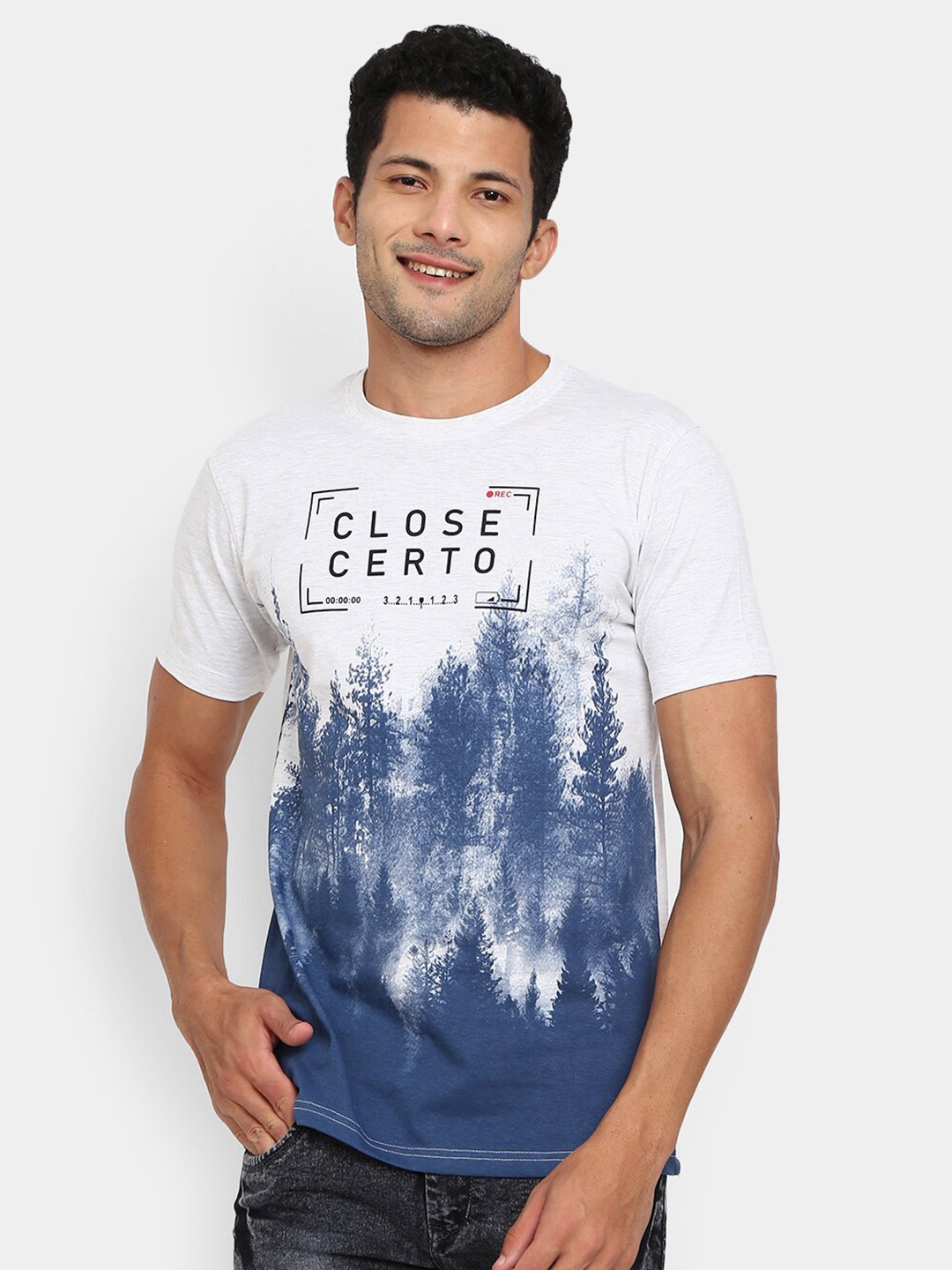 

V-Mart Graphic Printed Round Neck Cotton T-shirt, White