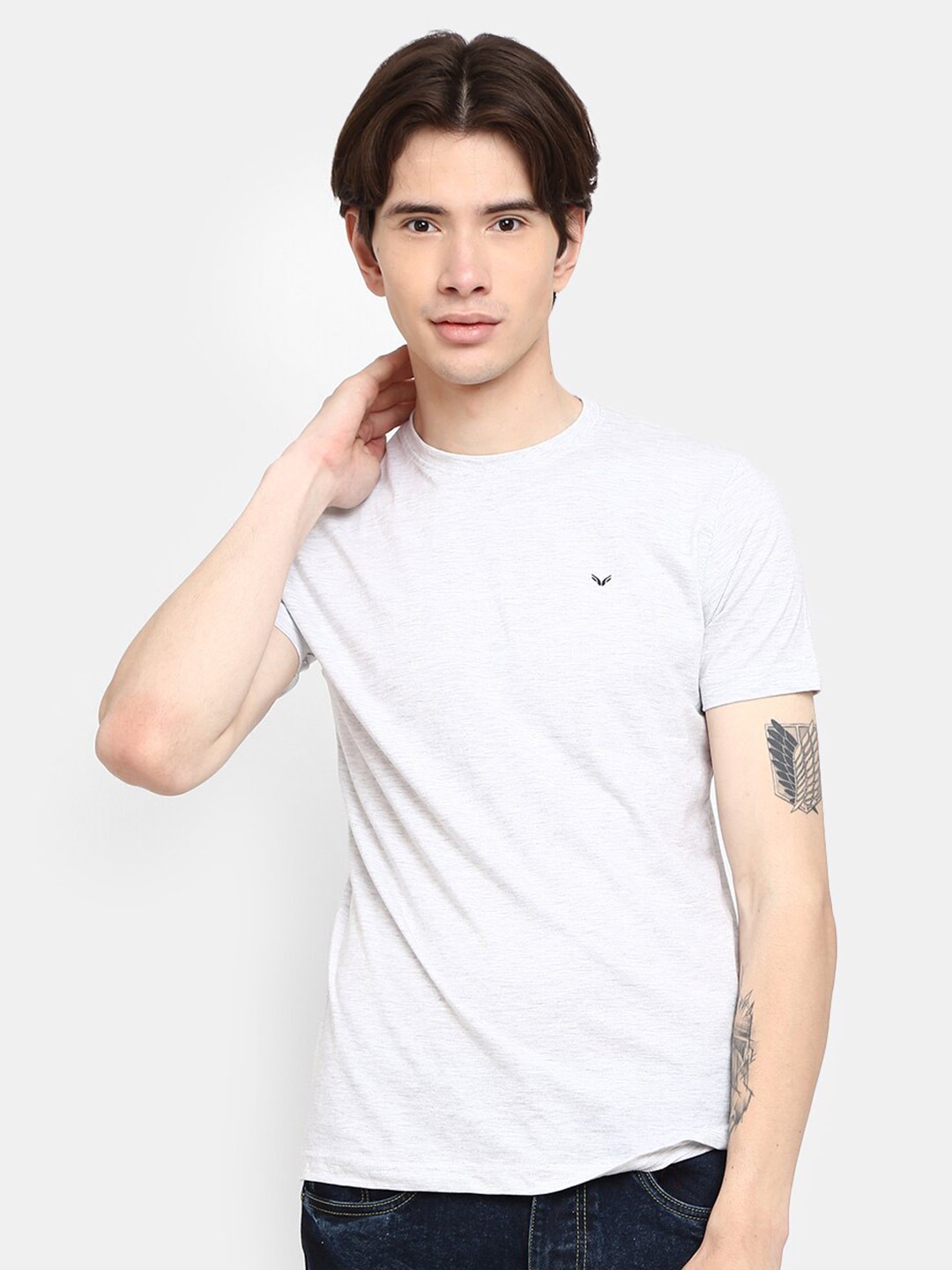 

V-Mart Round Neck Slim Fit Cotton T-shirt, White