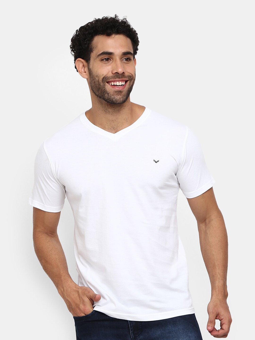

V-Mart V-Neck Cotton Slim Fit T-shirt, White