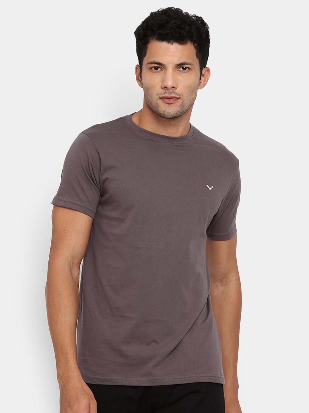 

V-Mart Round Neck Slim Fit Cotton T-shirt, Grey
