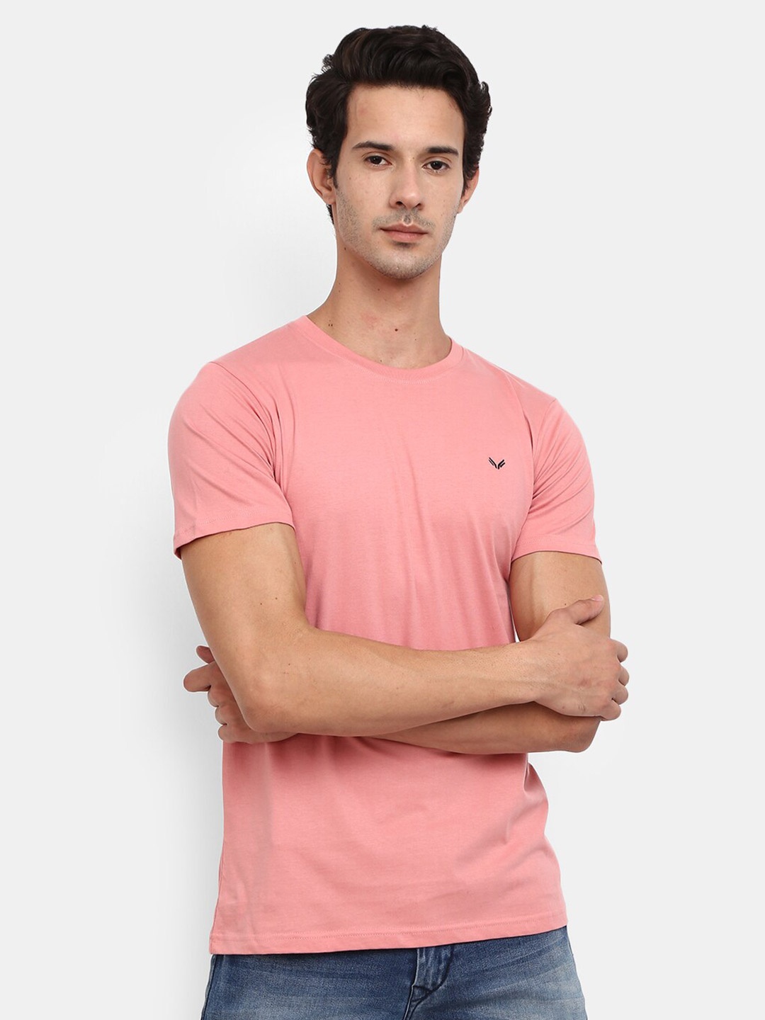 

V-Mart Round Neck Short Sleeves Cotton Slim Fit T-shirt, Pink