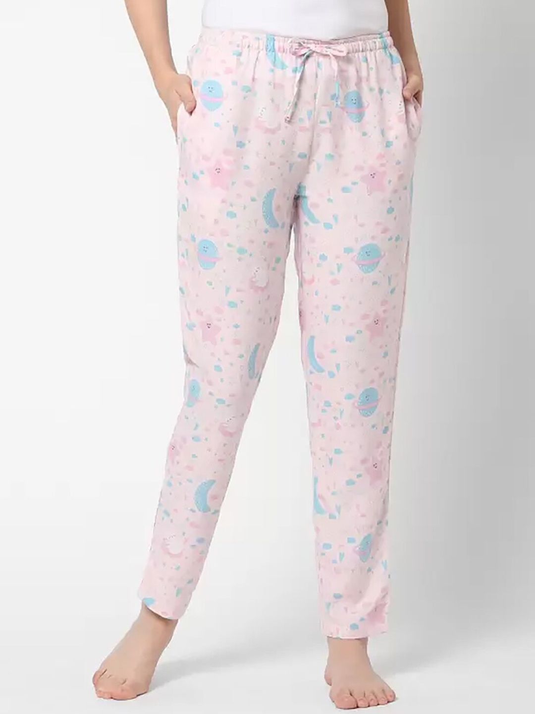 

URBAN SCOTTISH Conversational Printed Straight Lounge Pants, Pink